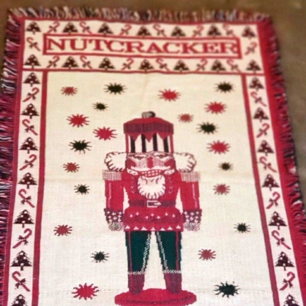 Vintage Woven Cotton Durry Christmas Nutcracker Rug